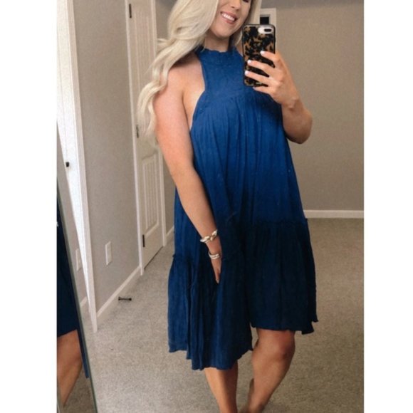 Vici Dresses & Skirts - NWT VICI Blue Halter Tierded Ruffle Midi Dress